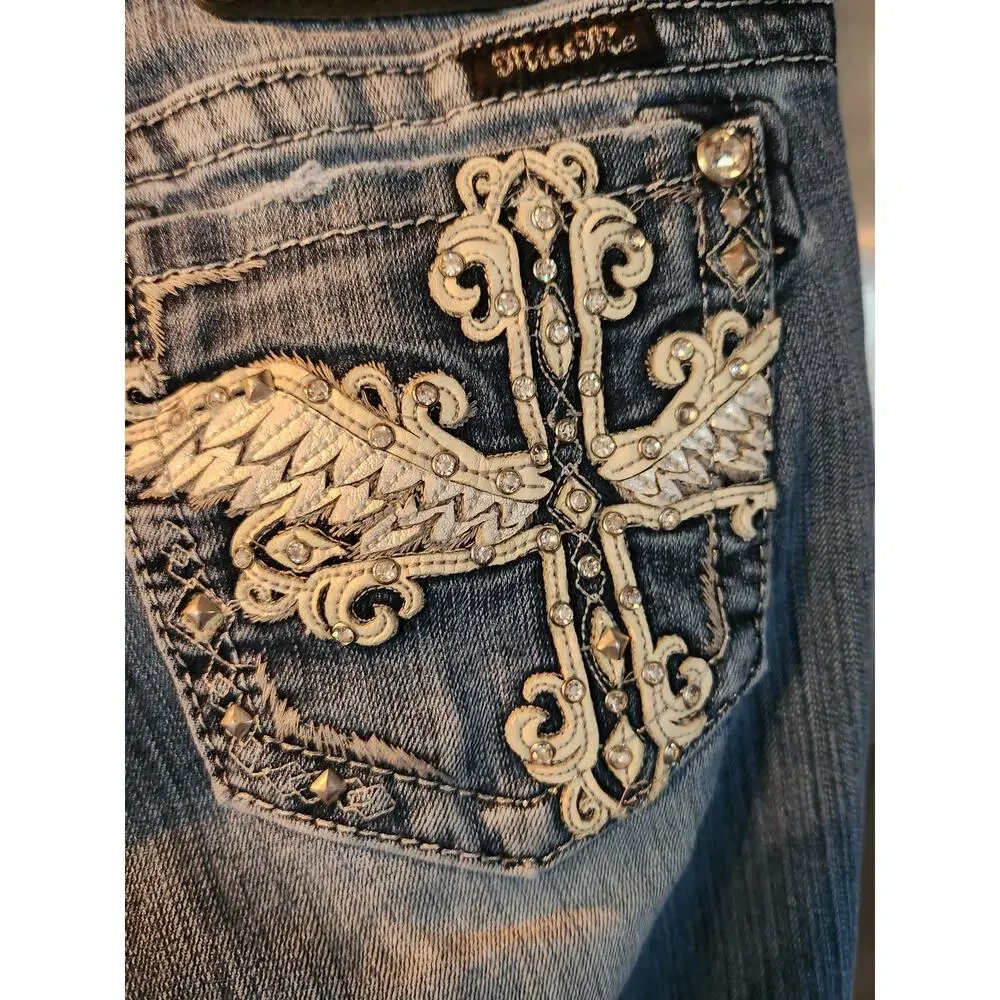 Miss Me Boot Cut Jeans Women's Size 27 Embellished Pocket Denim
